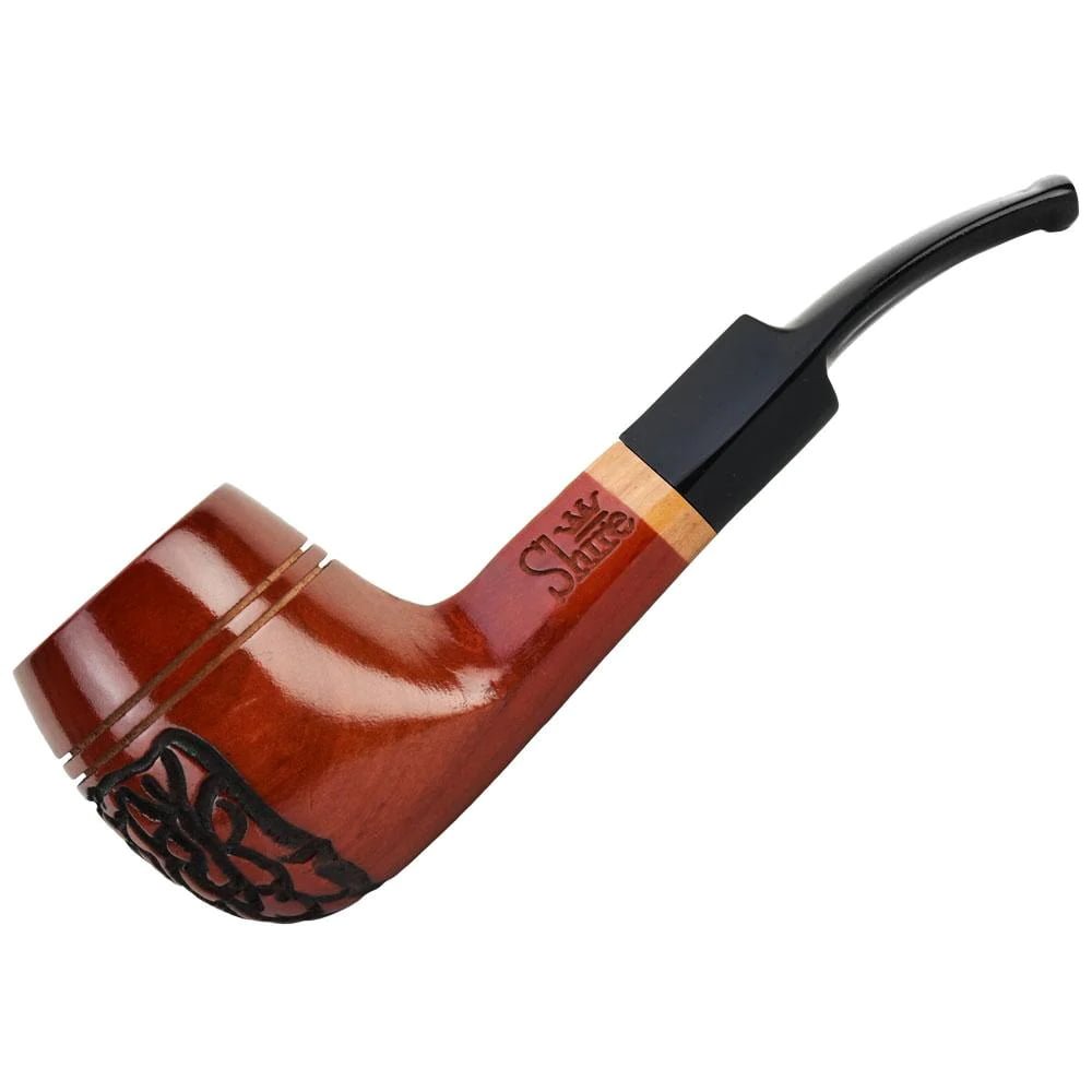 Shire Pipes The Roscoe _ Engraved Bulldog Saddle Stem Wood Pipe