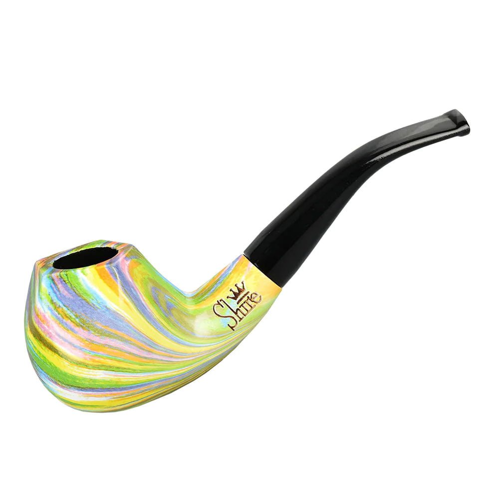 Shire Pipes The Sundog _ Bent Apple Tapered Stem Rainbow Wood Pipe